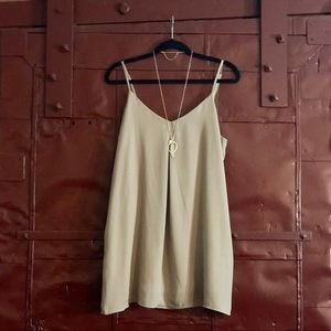 Cecico Beige Strappy Shift Dress w/ Subtle V-Neck